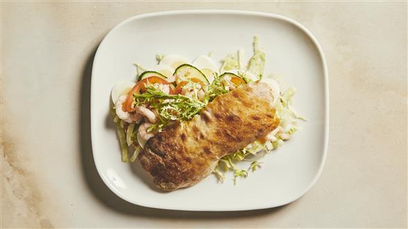 Sandwich m/æg og rejer